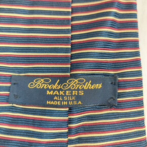 Brooks Brothers Makers Neck Tie Silk Striped Multicolored Made In USA Classic‎ - Picture 3 of 5